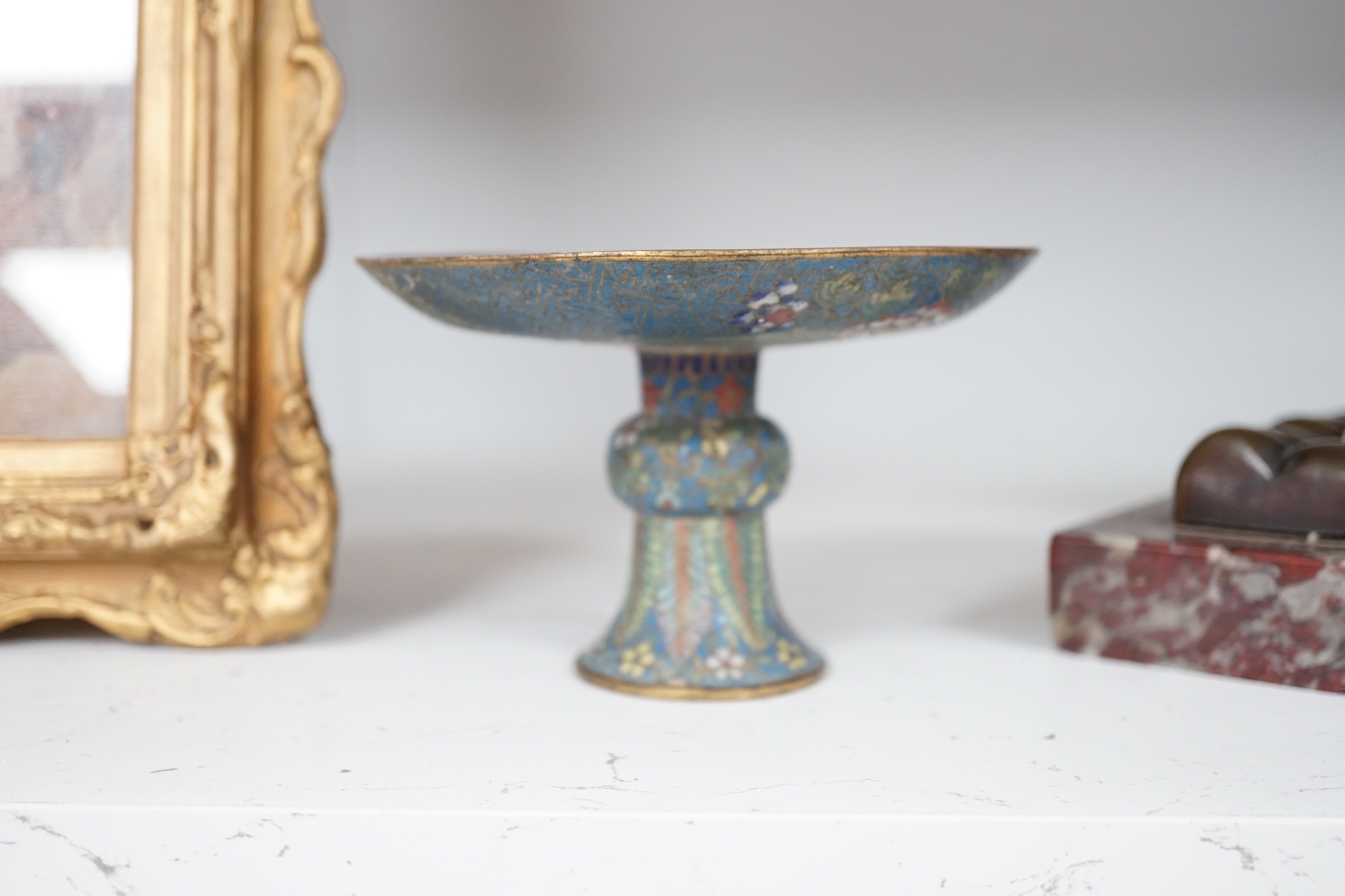 A Chinese cloisonné enamel stem dish, late 19th century, 8cm high